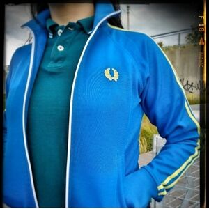 Fred Perry Blue Jacket with White Trim